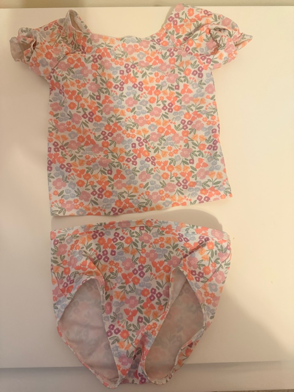 Carter's Floral Two-Piece Swim Set in Pink, Orange & Cream